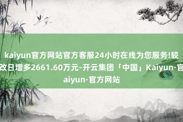 kaiyun官方网站官方客服24小时在线为您服务!较上一往改日增多2661.60万元-开云集团「中国」Kaiyun·官方网站